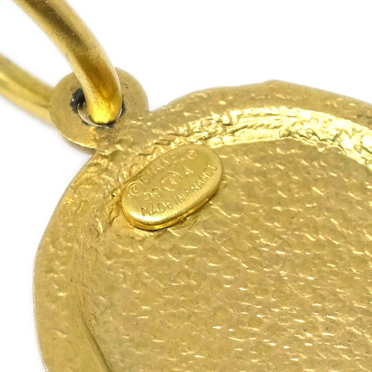 Chanel Dangle Piercing Earrings Button Gold 99A