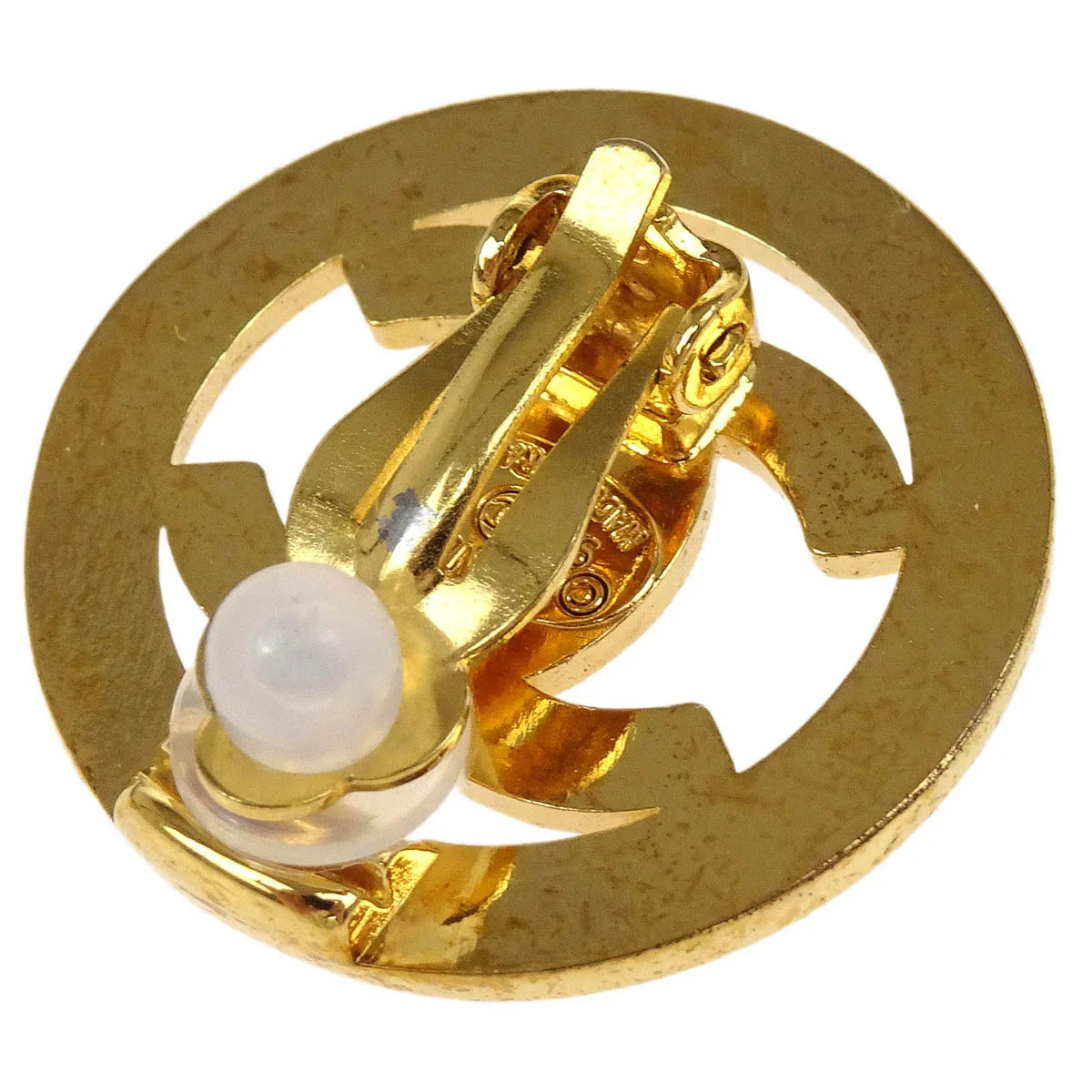 Chanel Turnlock Button Earrings Gold Clip-On 97P