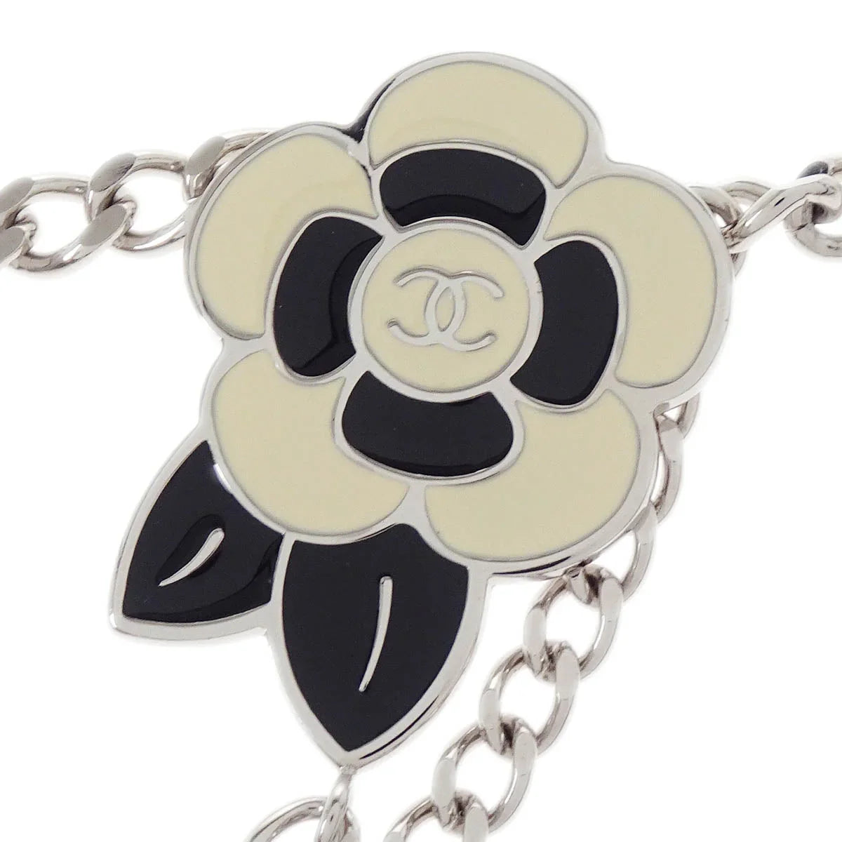 Chanel Camellia Charm Chain Belt Silver 05P