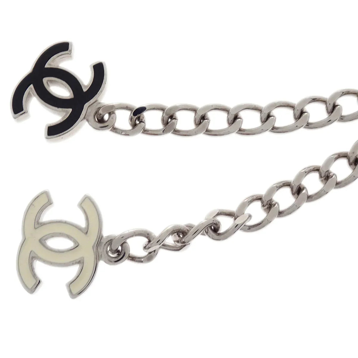 Chanel Camellia Charm Chain Belt Silver 05P