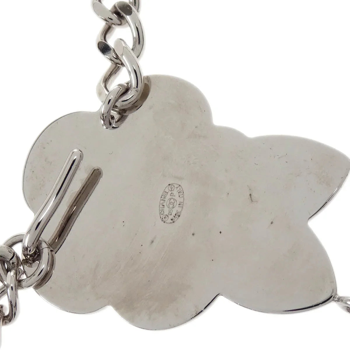Chanel Camellia Charm Chain Belt Silver 05P