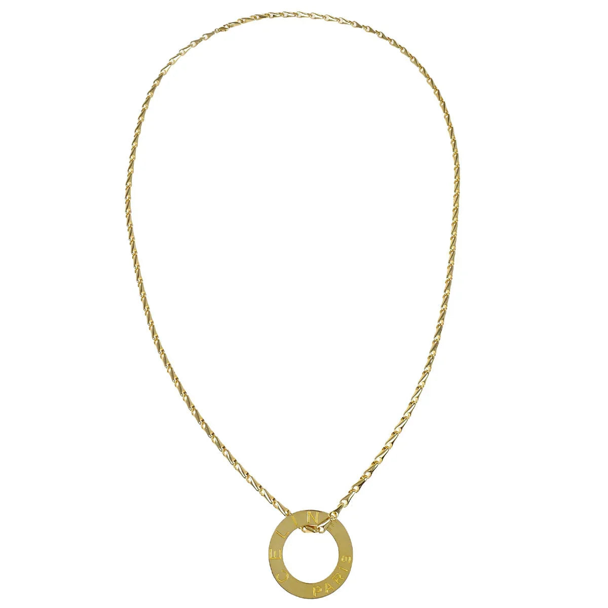 Celine Gold Chain Pendant Medallion Round Circle Necklace 90