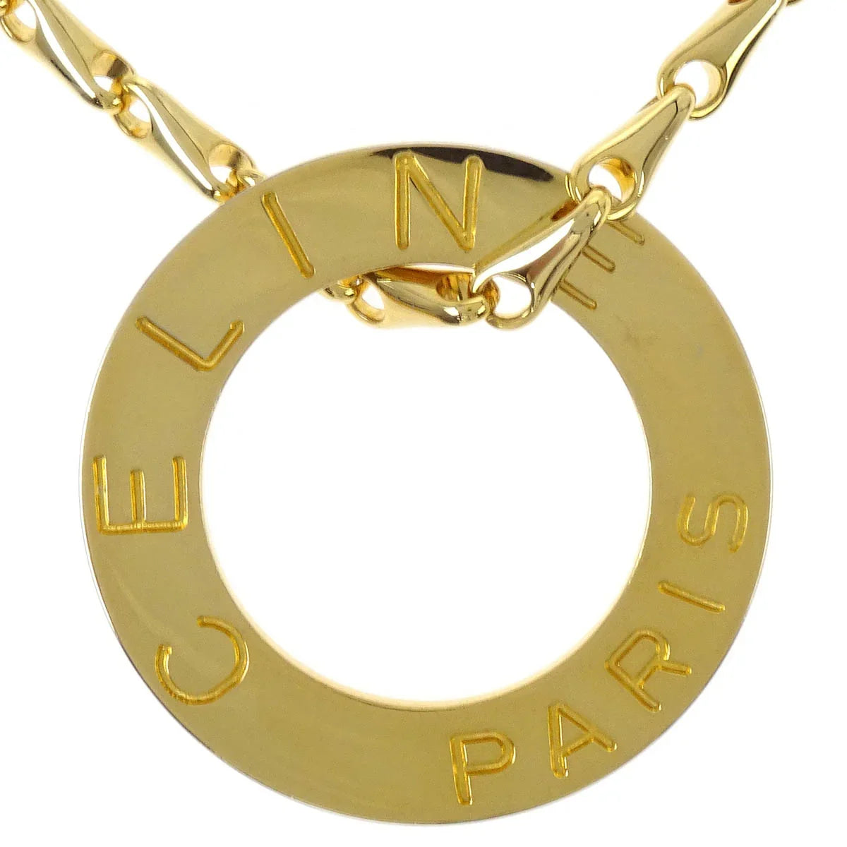 Celine Gold Chain Pendant Medallion Round Circle Necklace 90