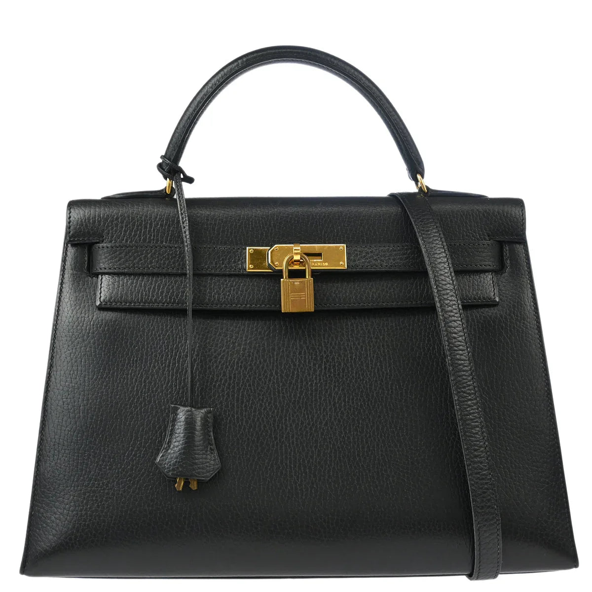Hermes Black Ardennes Kelly 32 Sellier Handbag