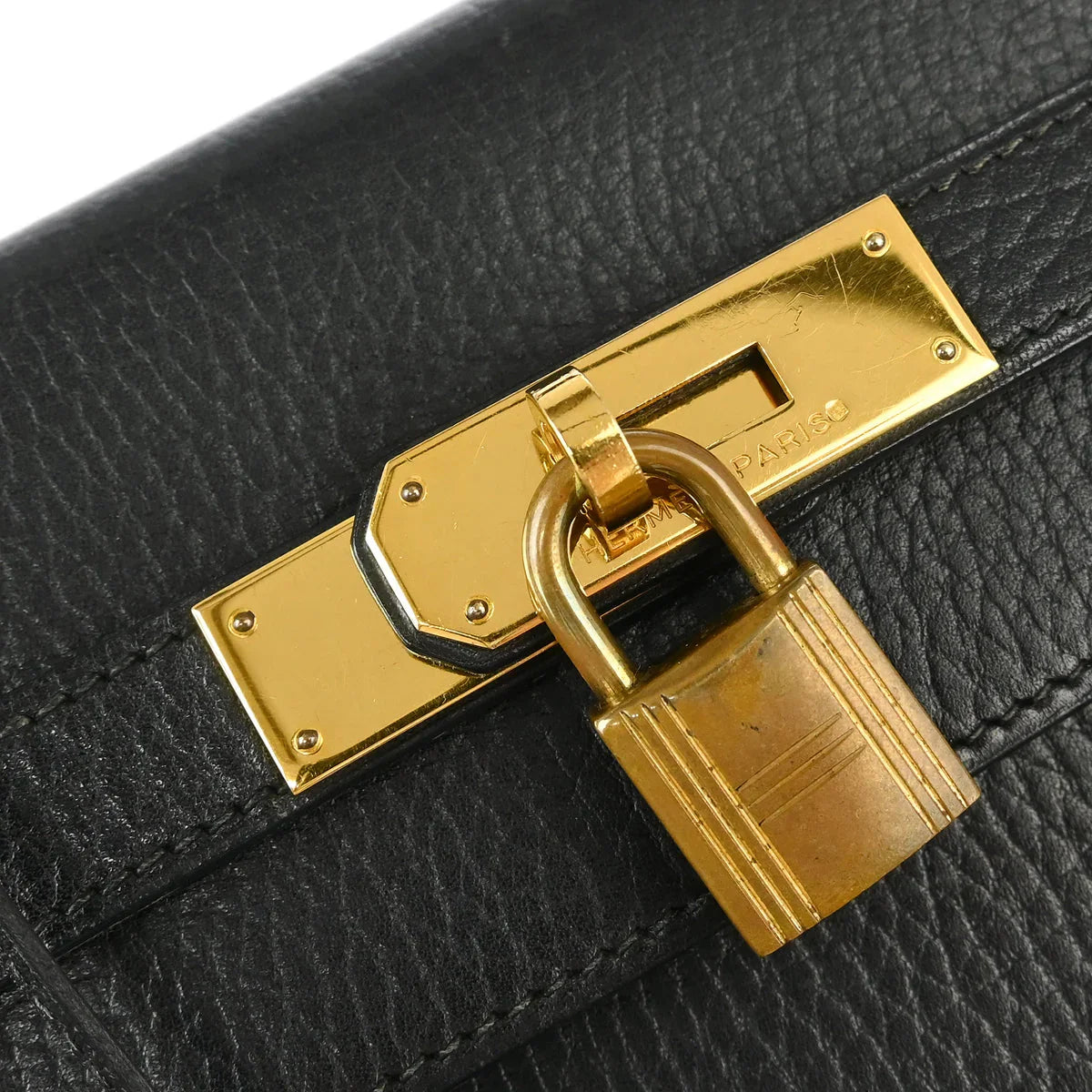 Hermes Black Ardennes Kelly 32 Sellier Handbag