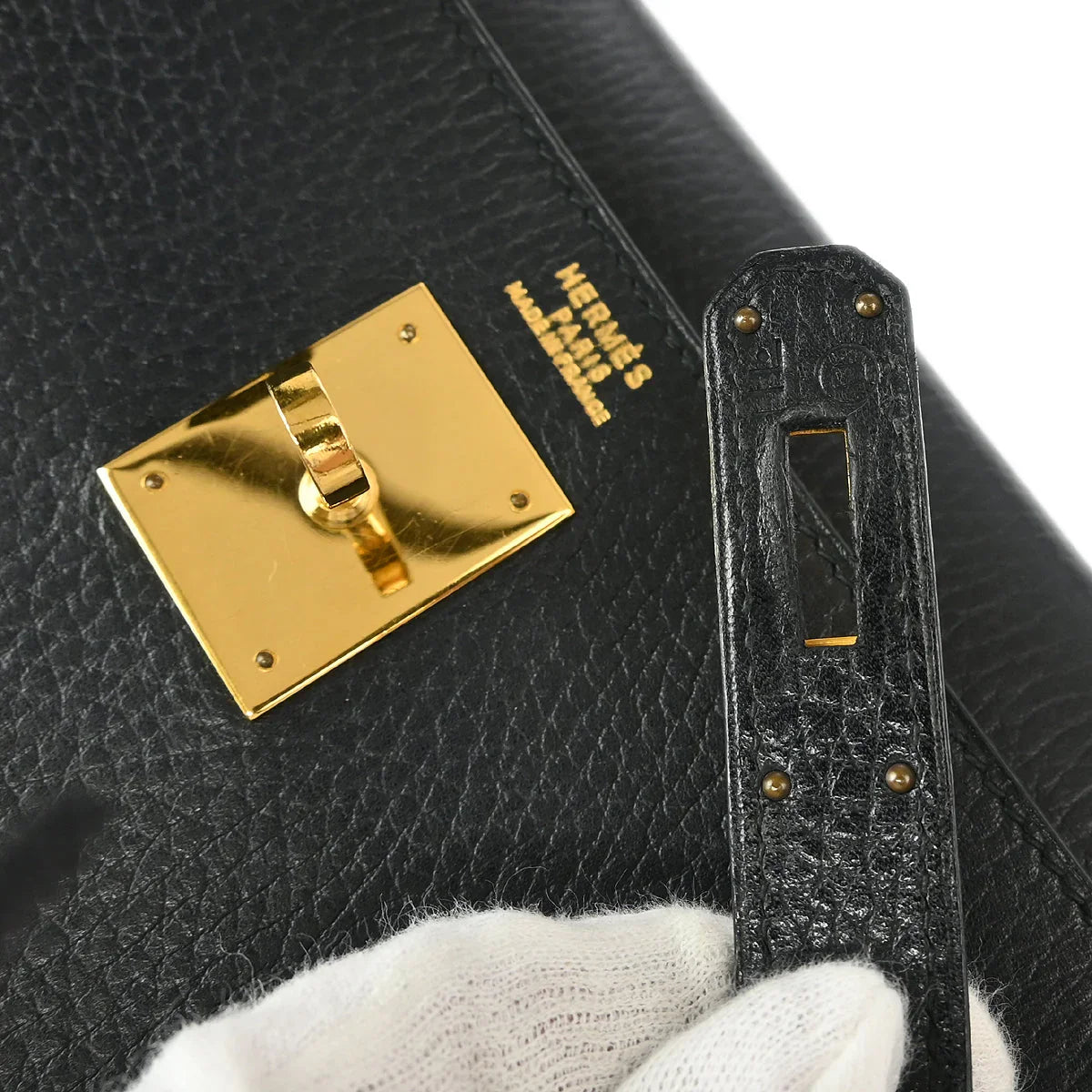 Hermes Black Ardennes Kelly 32 Sellier Handbag