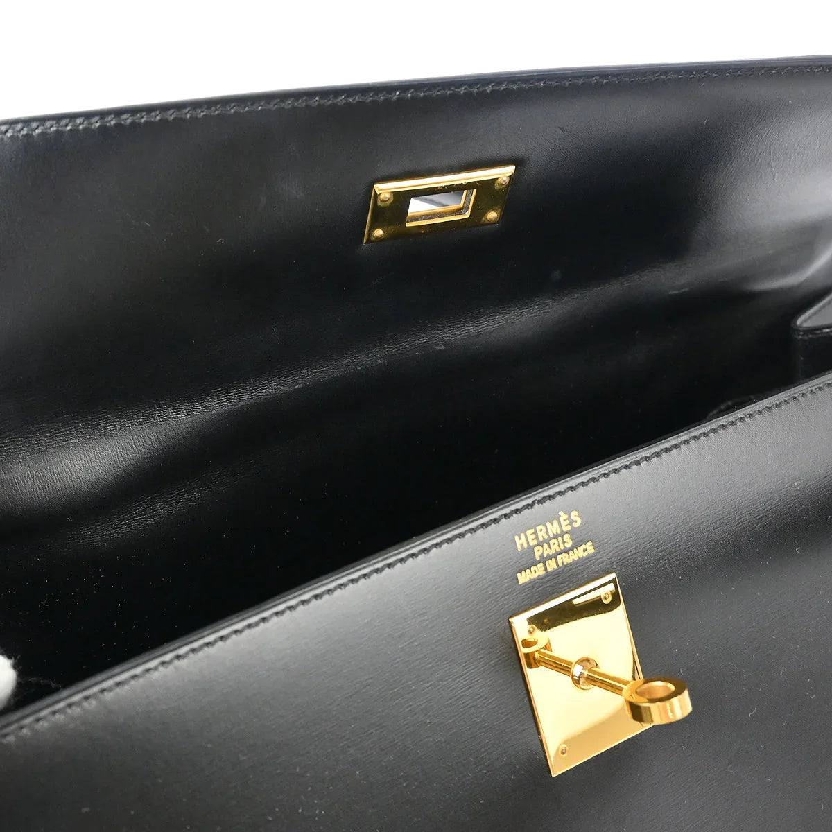 Hermes Black Box Calf Kelly 35 Sellier 2way Shoulder Handbag