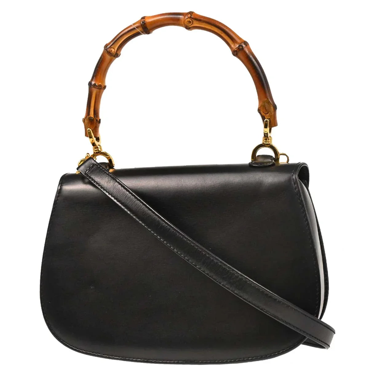 Gucci Black Bamboo 2way Shoulder Handbag