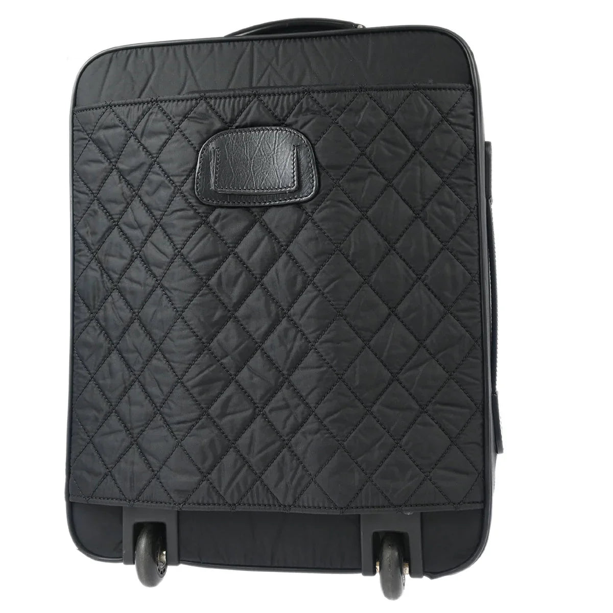 Chanel 1989-1991 Black Nylon Calfskin Carry-On Rolling Luggage