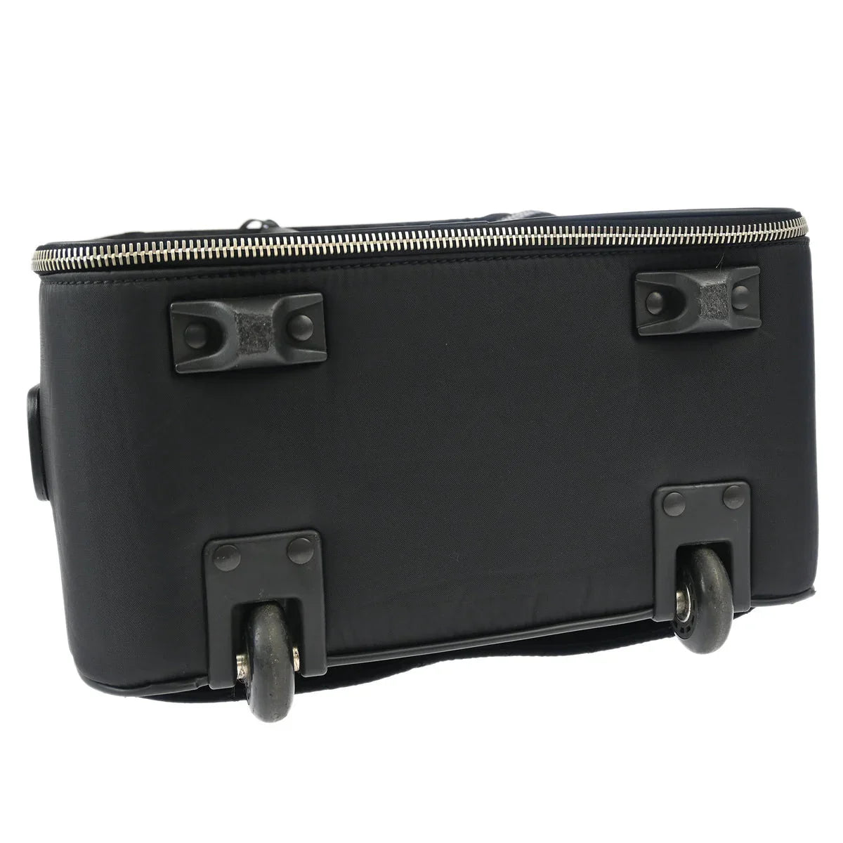 Chanel 1989-1991 Black Nylon Calfskin Carry-On Rolling Luggage