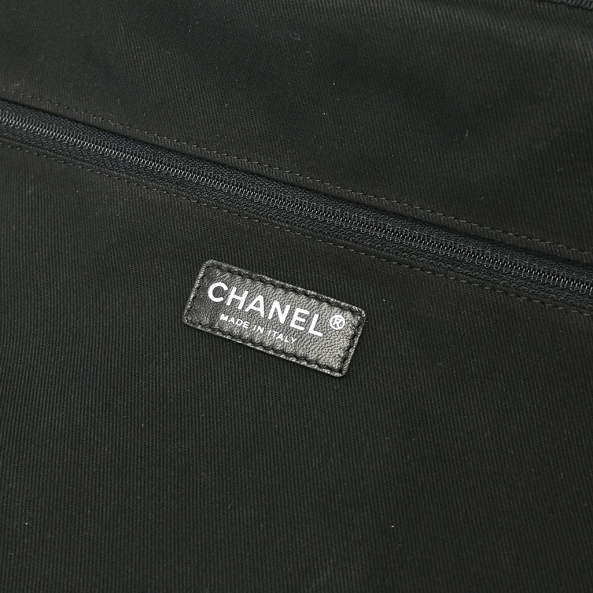 Chanel 1989-1991 Black Nylon Calfskin Carry-On Rolling Luggage