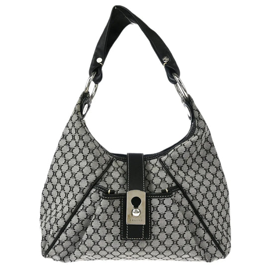 Celine Gray Black Macadam Shoulder Bag