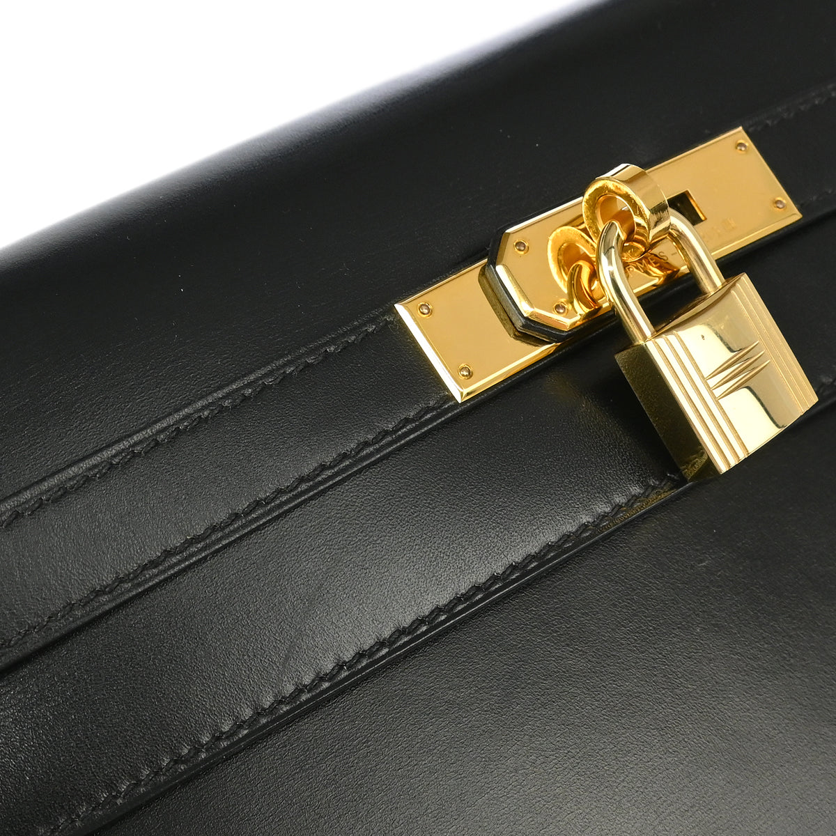 Hermes 1996 Black Box Calf Kelly 32 Sellier Handbag