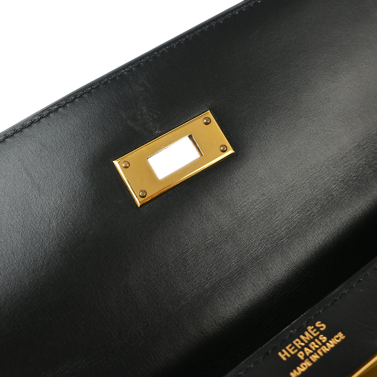 Hermes 1996 Black Box Calf Kelly 32 Sellier Handbag