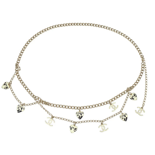 Chanel Gold Icon Chain Belt Heart CC 06P Small Good