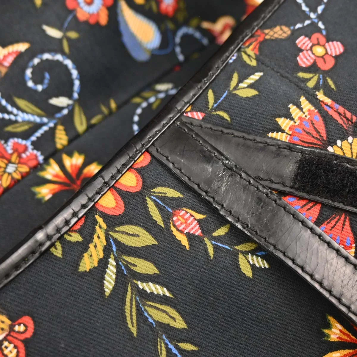 Christian Dior 2002 Black Canvas Floral Saddle Handbag