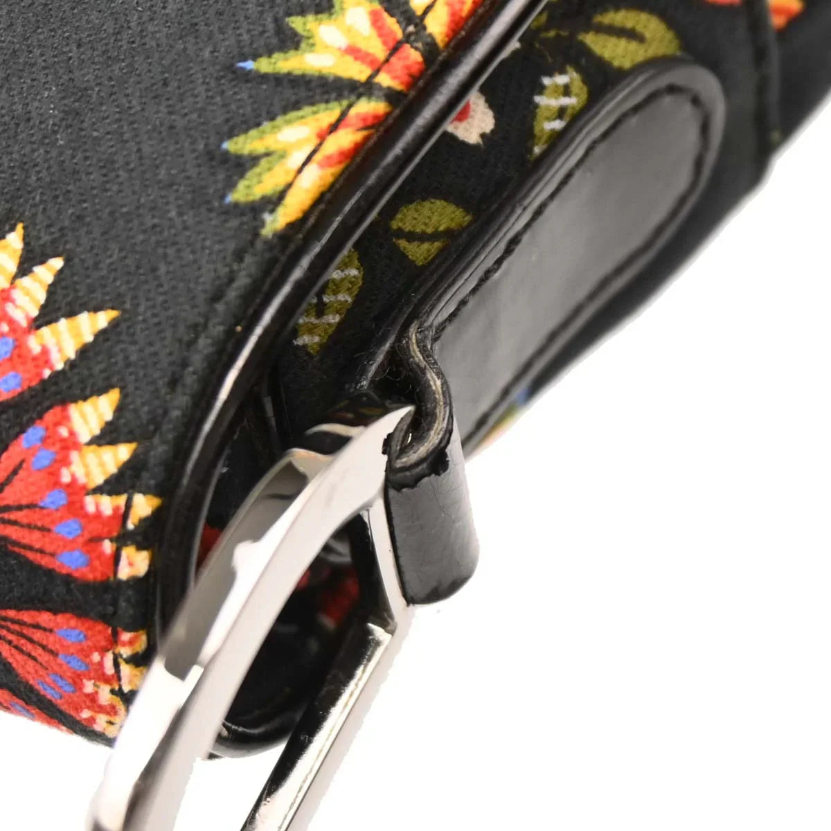 Christian Dior 2002 Black Canvas Floral Saddle Handbag