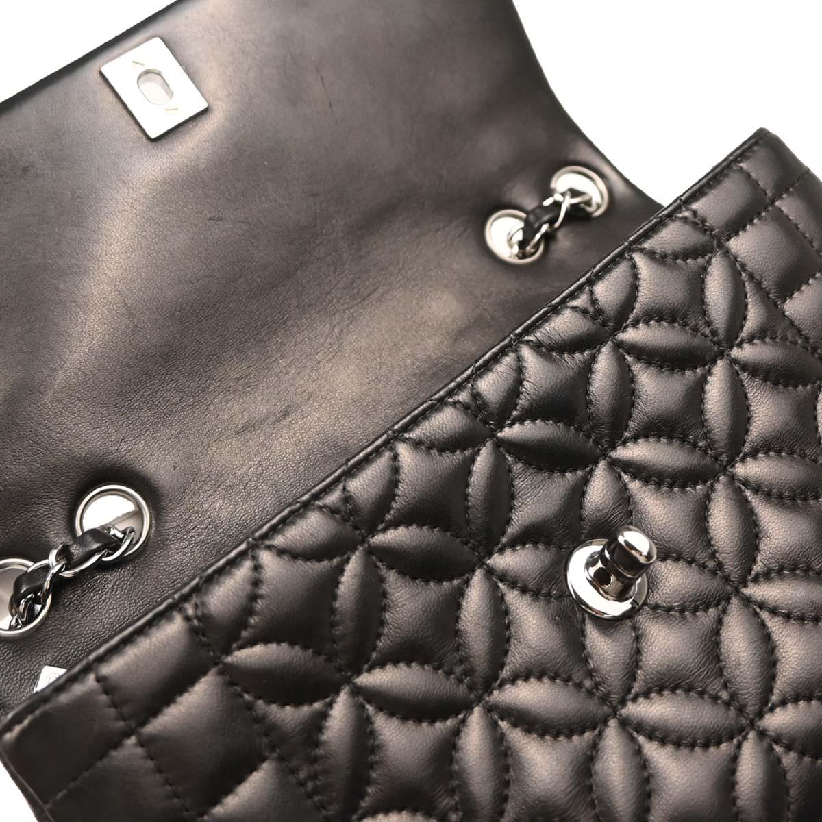 Chanel 2005-2006 Black Lambskin Choco Bar Flower Stitch Shoulder Bag