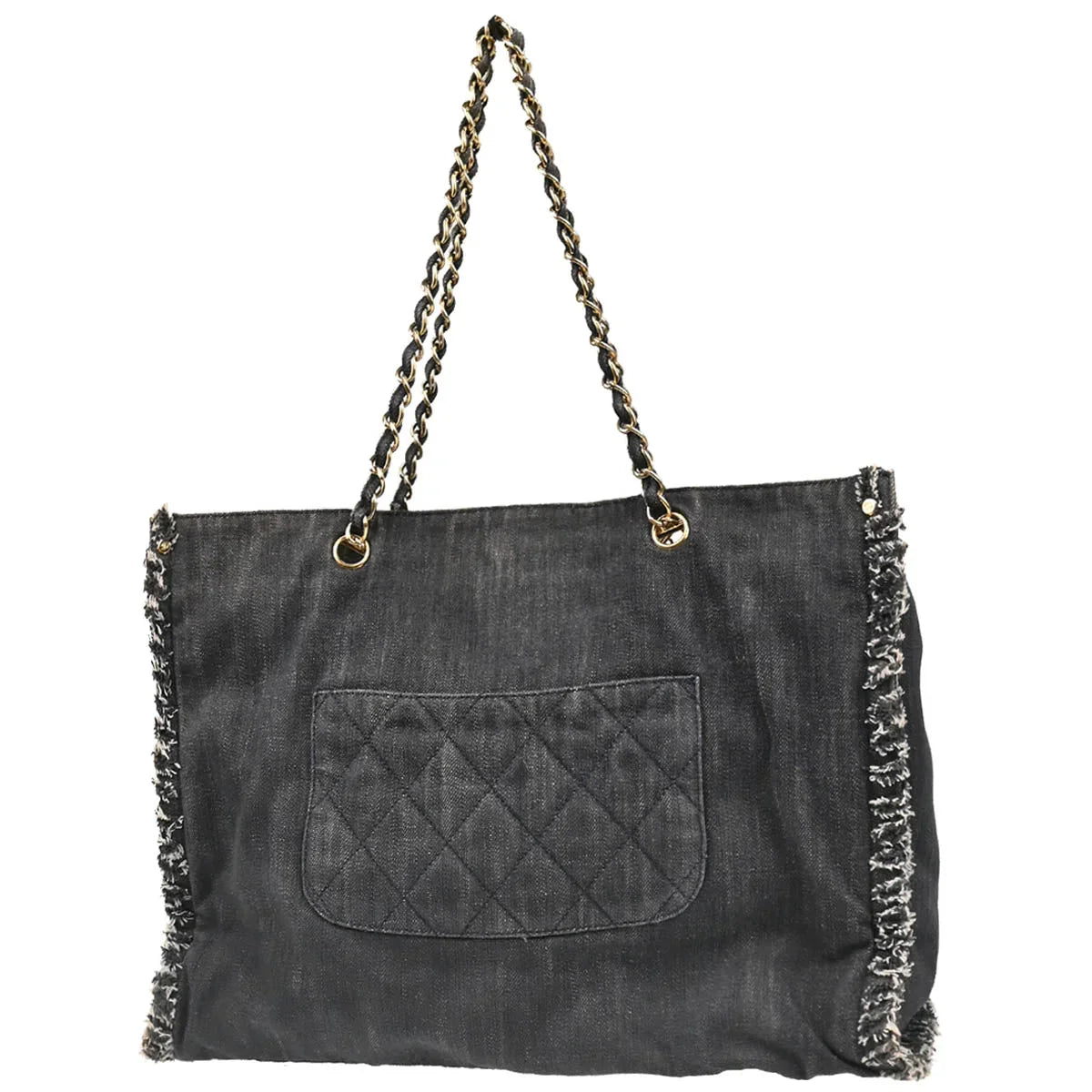 Chanel 2005-2006 Navy Denim Night Flight Tote Handbag