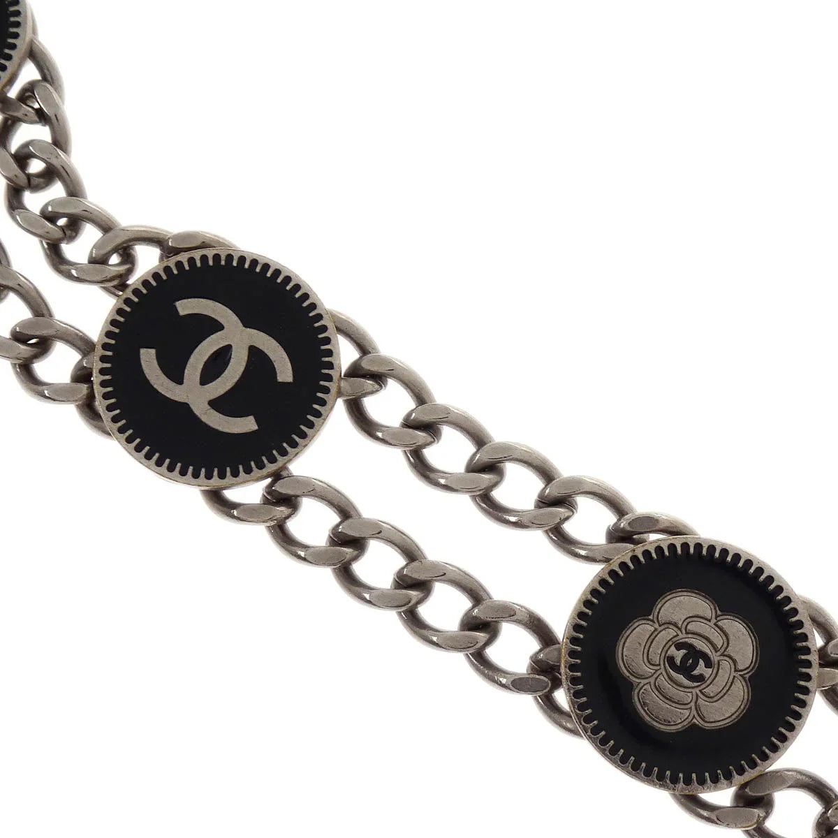 Chanel Silver Chain Belt Medallion Small Good 04S