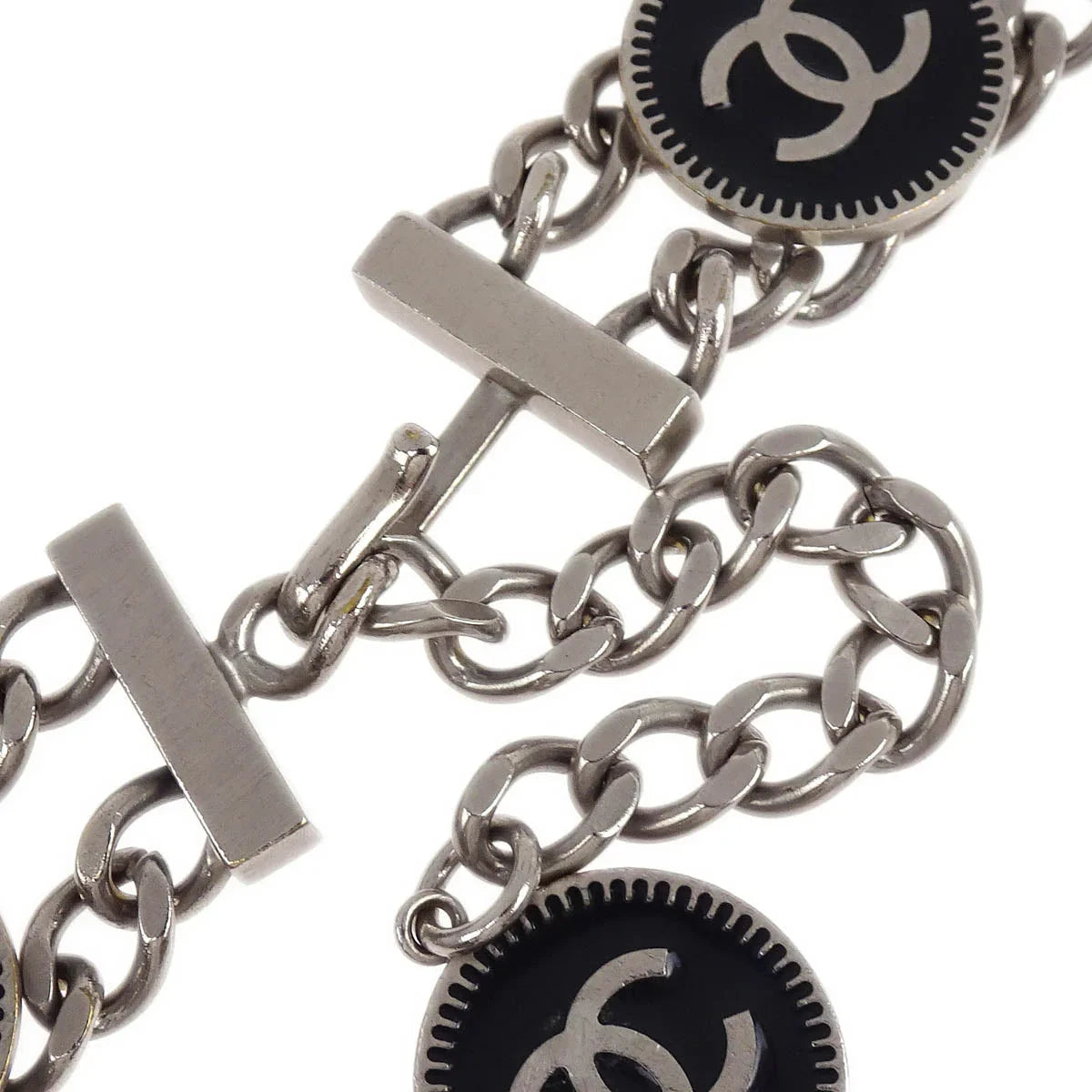 Chanel Silver Chain Belt Medallion Small Good 04S
