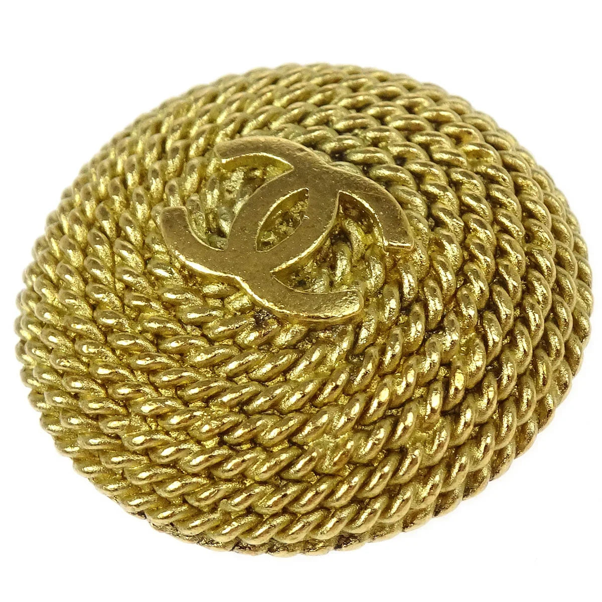 Chanel Button Earrings Clip-On Gold 95P