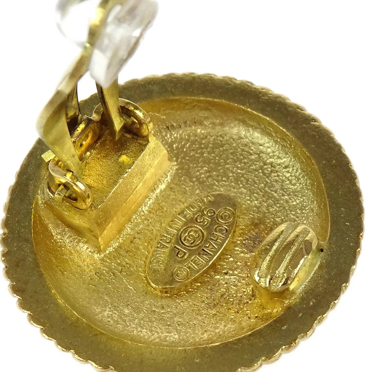 Chanel Button Earrings Clip-On Gold 95P
