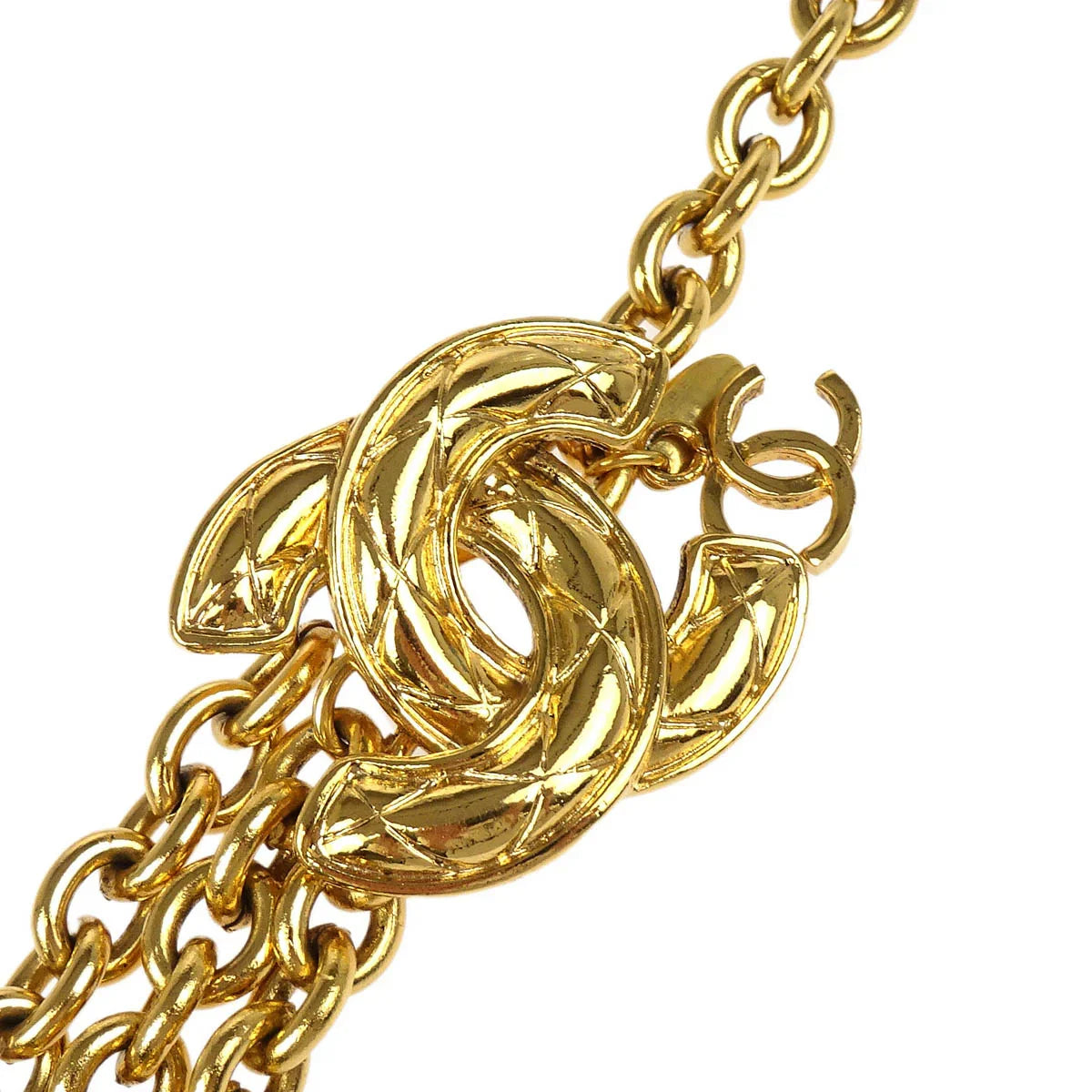 Chanel Quilted CC Gold Chain Belt Small Good 6051