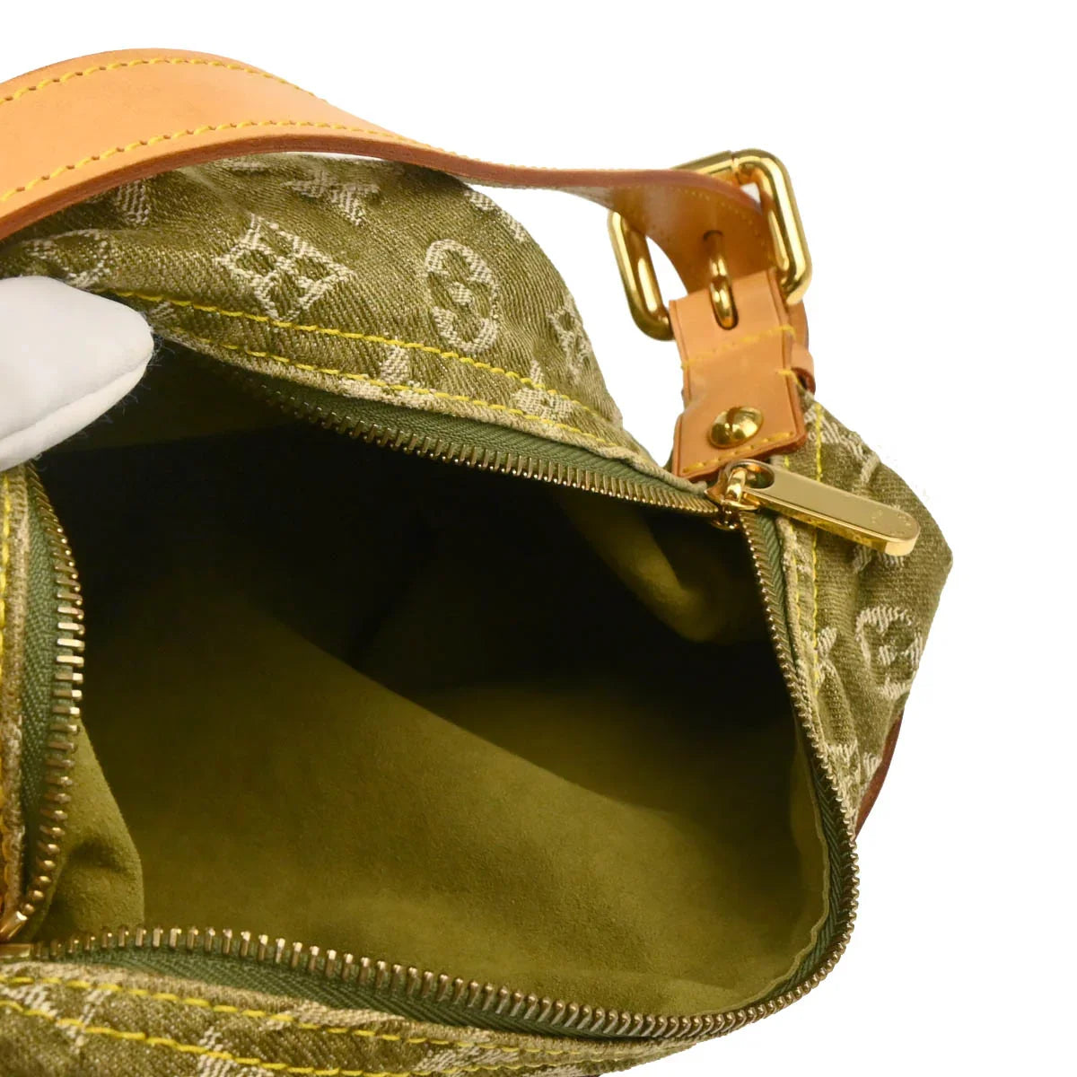 Louis Vuitton 2006 Green Monogram Denim Baggy PM Shoulder Bag M95213