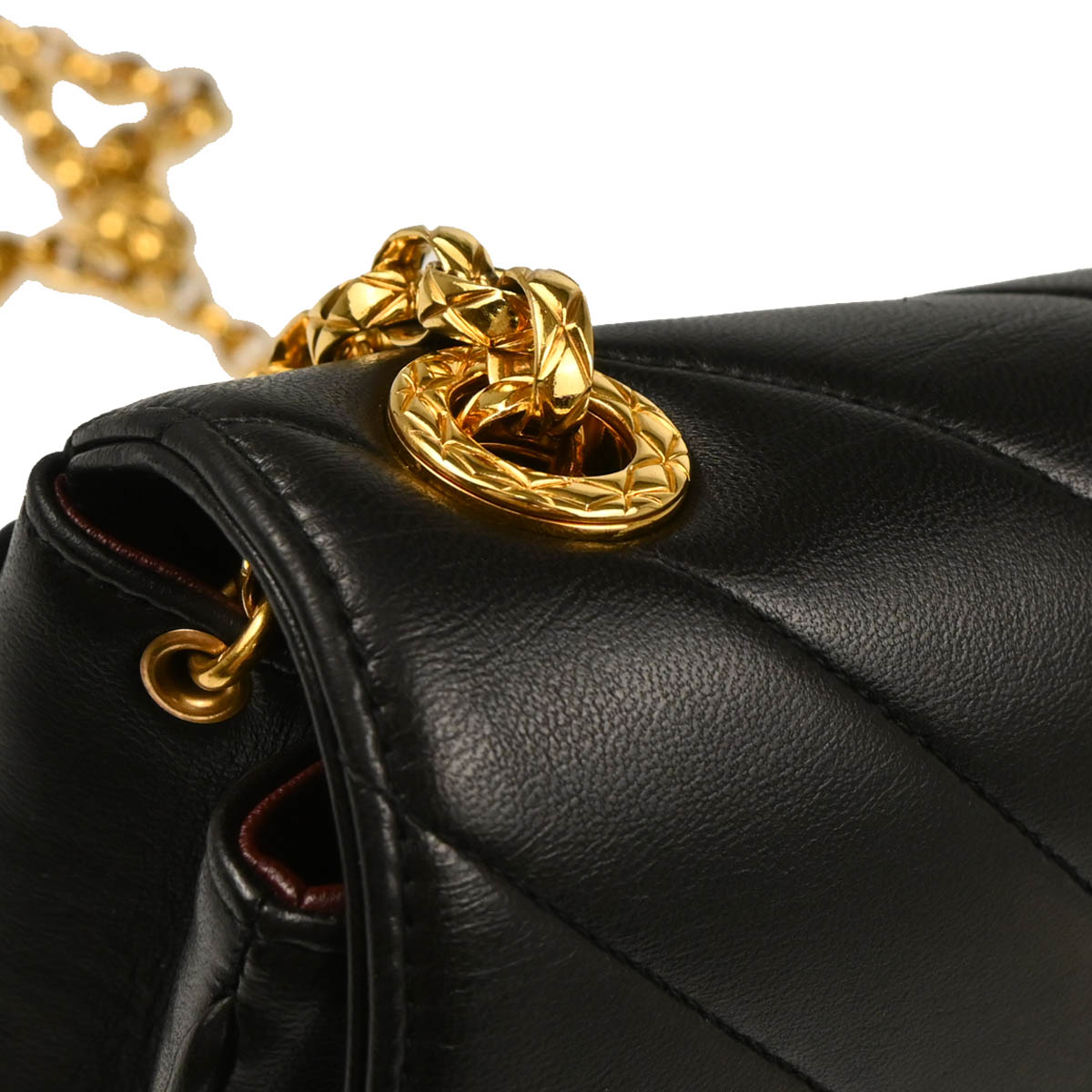 Chanel 1991-1994 Black Lambskin Chevron Shoulder Bag