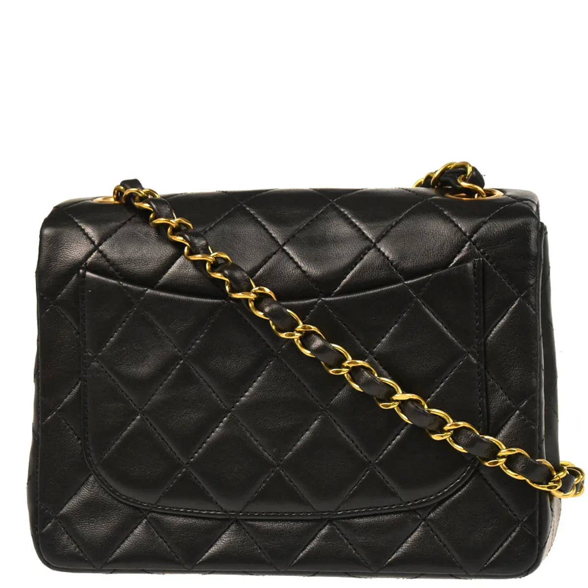 Chanel Black Lambskin Mini Classic Square Flap Shoulder Bag