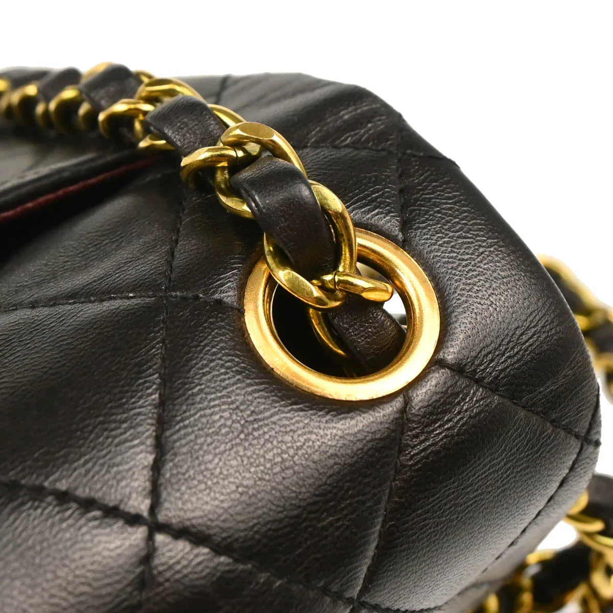 Chanel Black Lambskin Mini Classic Square Flap Shoulder Bag