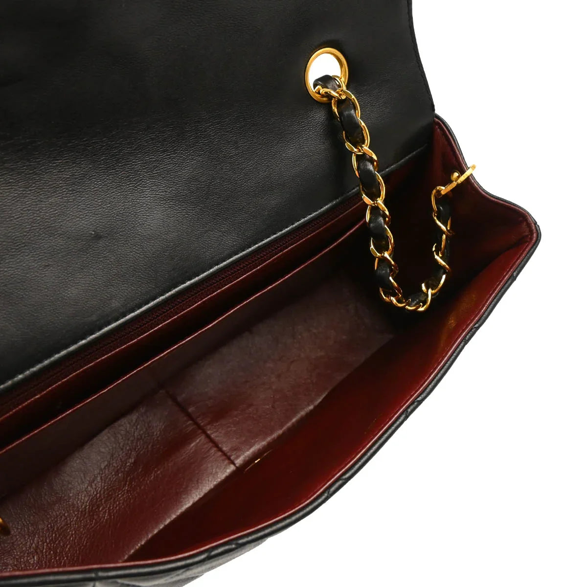 Chanel 1991-1994 Black Lambskin Medium Diana Shoulder Bag