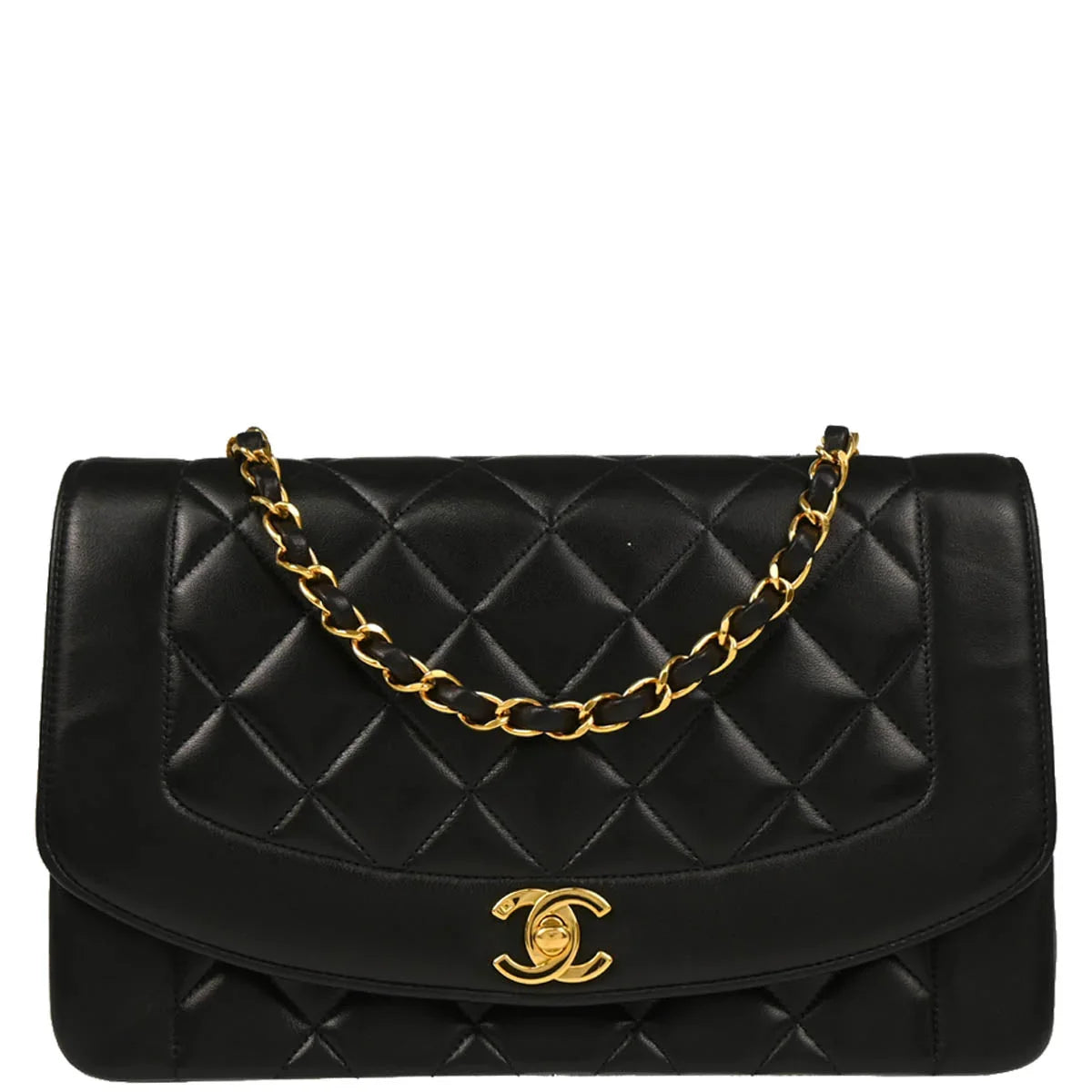Chanel Black Lambskin Medium Diana Shoulder Bag