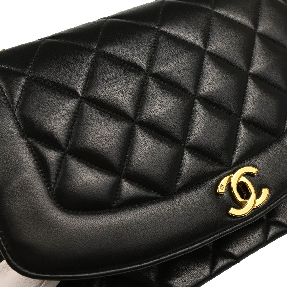 Chanel Black Lambskin Medium Diana Shoulder Bag