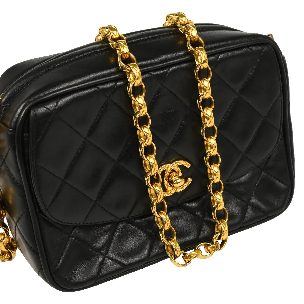 Chanel 1994-1996 Black Lambskin Camera Bag Mini