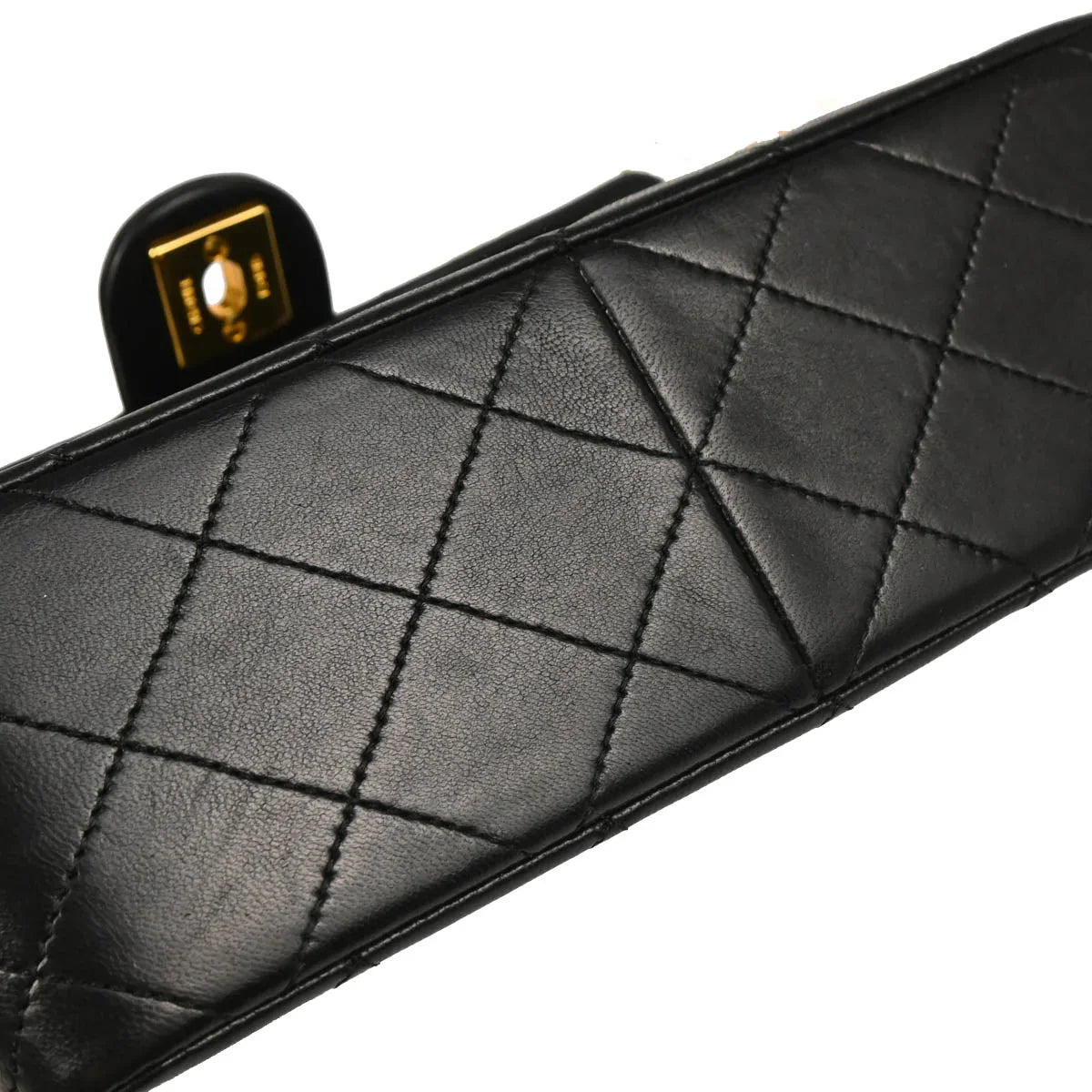 Chanel 1989-1991 Black Lambskin Classic Square Flap Shoulder Bag