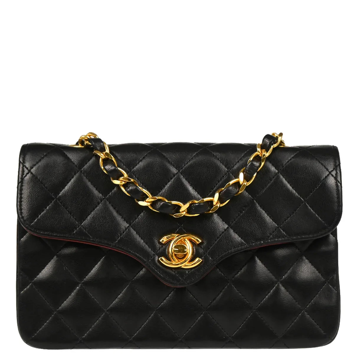 Chanel 1986-1988 Black Lambskin Shoulder Bag