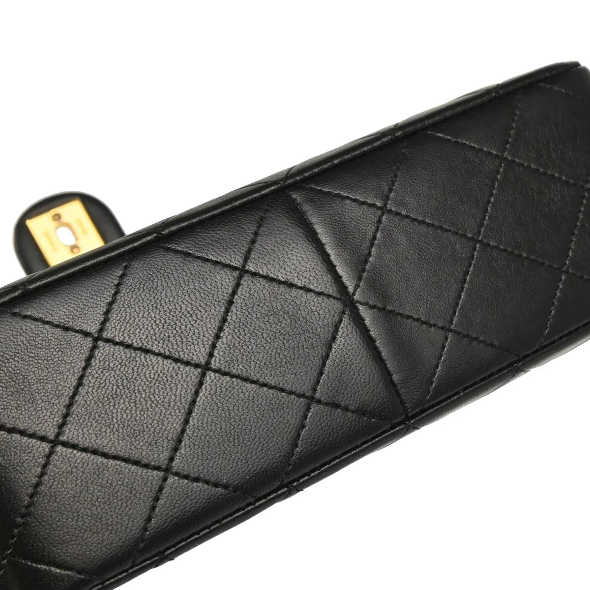 Chanel Black Lambskin Classic Square Flap Shoulder Bag