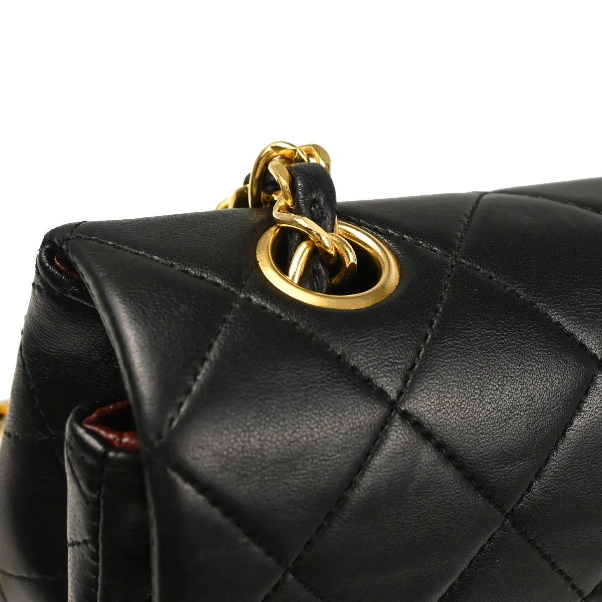 Chanel Black Lambskin Classic Square Flap Shoulder Bag
