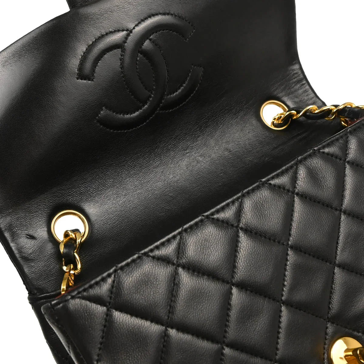 Chanel Black Lambskin Classic Square Flap Shoulder Bag