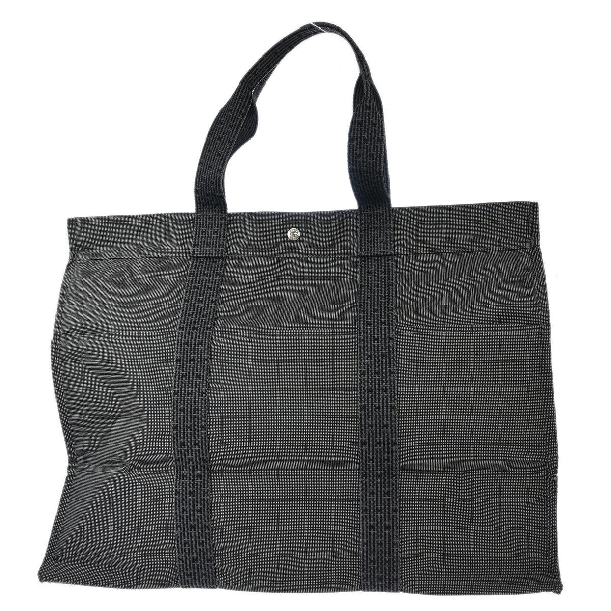 Hermes Gray Canvas Herline Tote GM Handbag