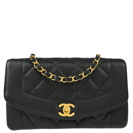 Chanel Black Caviar Small Diana Shoulder Bag