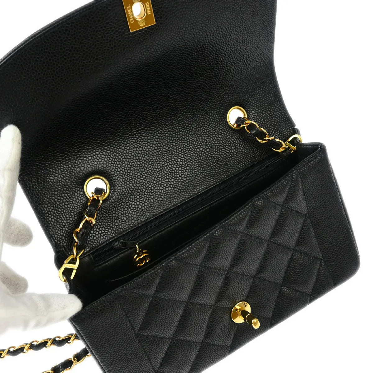 Chanel Black Caviar Small Diana Shoulder Bag