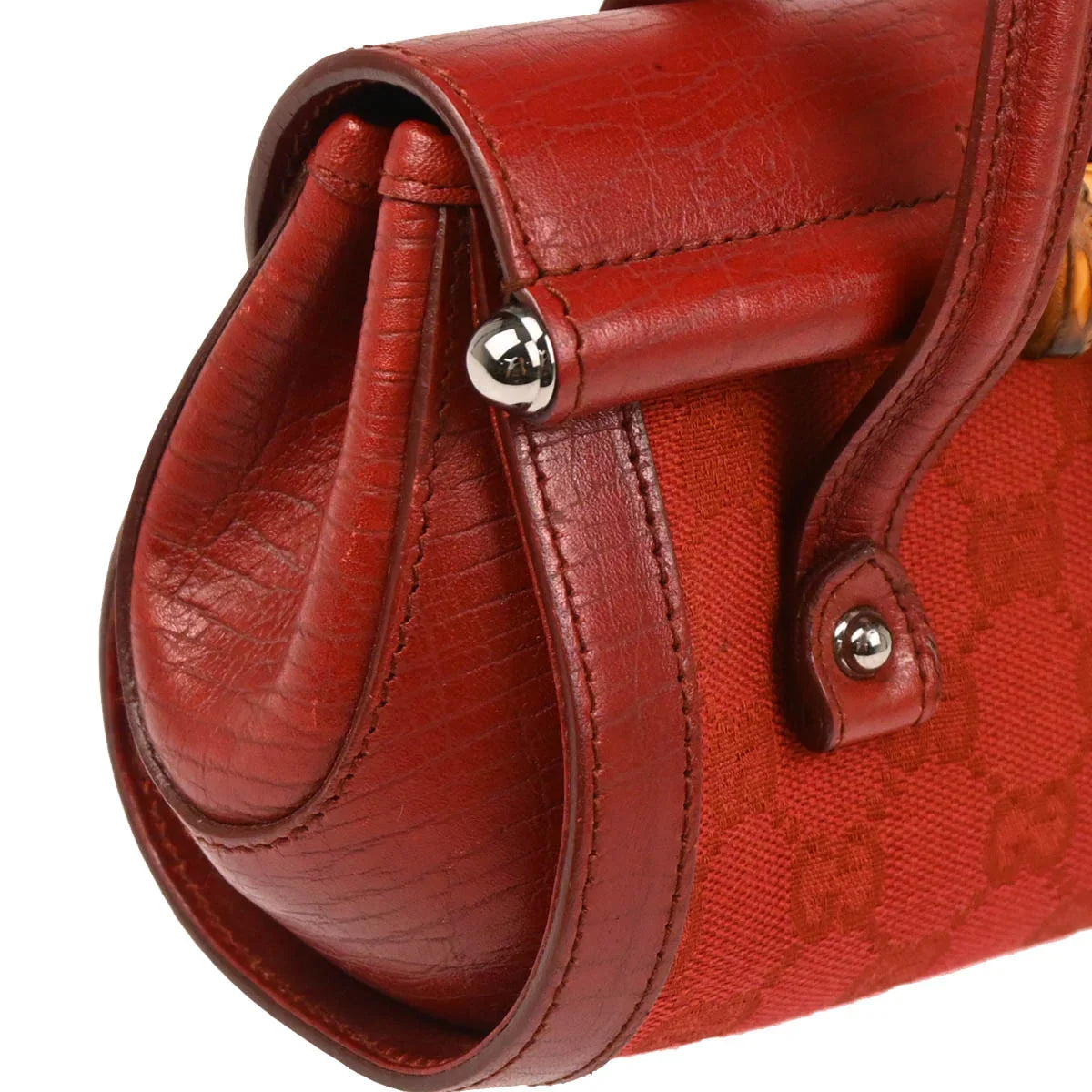 Gucci Red GG Bamboo Handbag