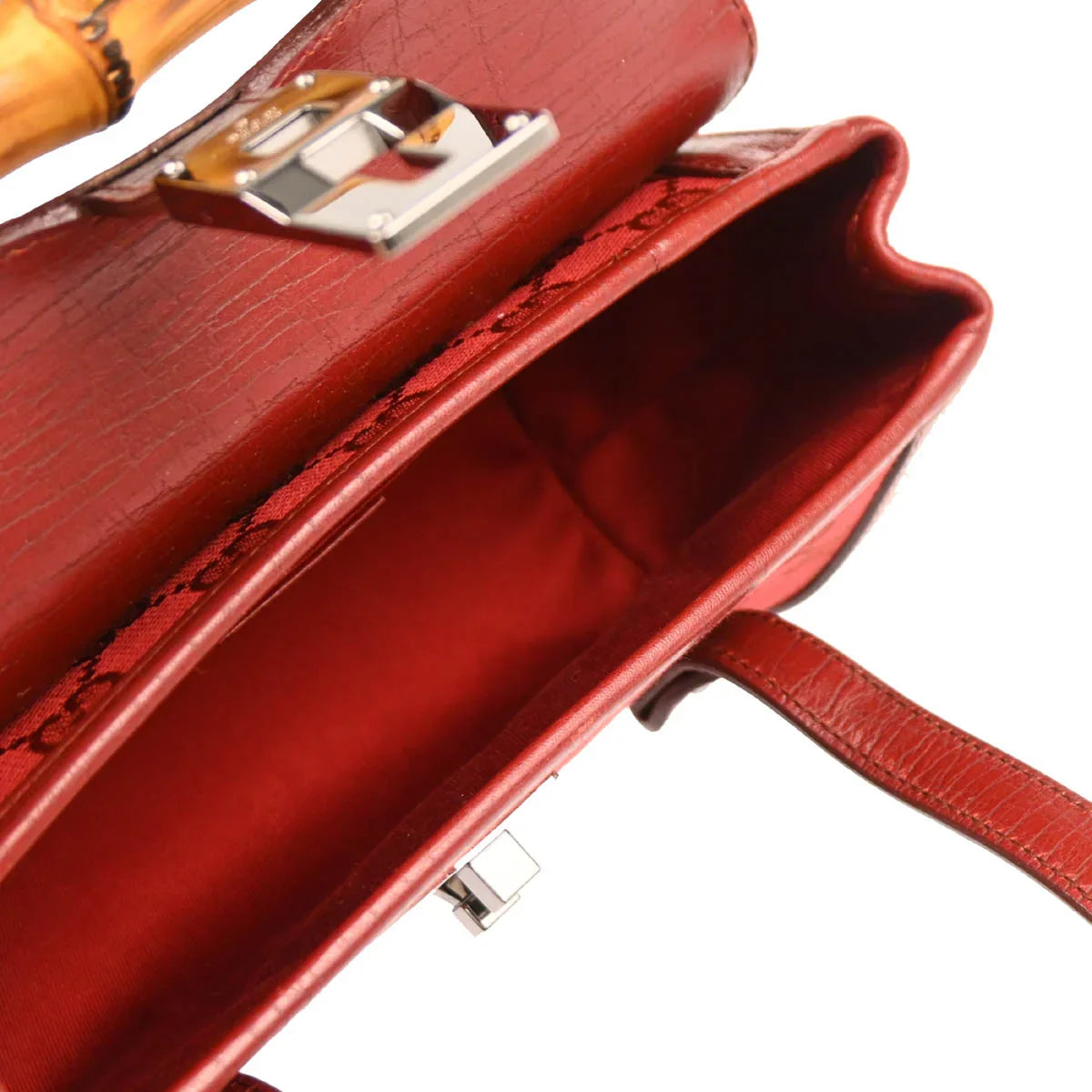 Gucci Red GG Bamboo Handbag
