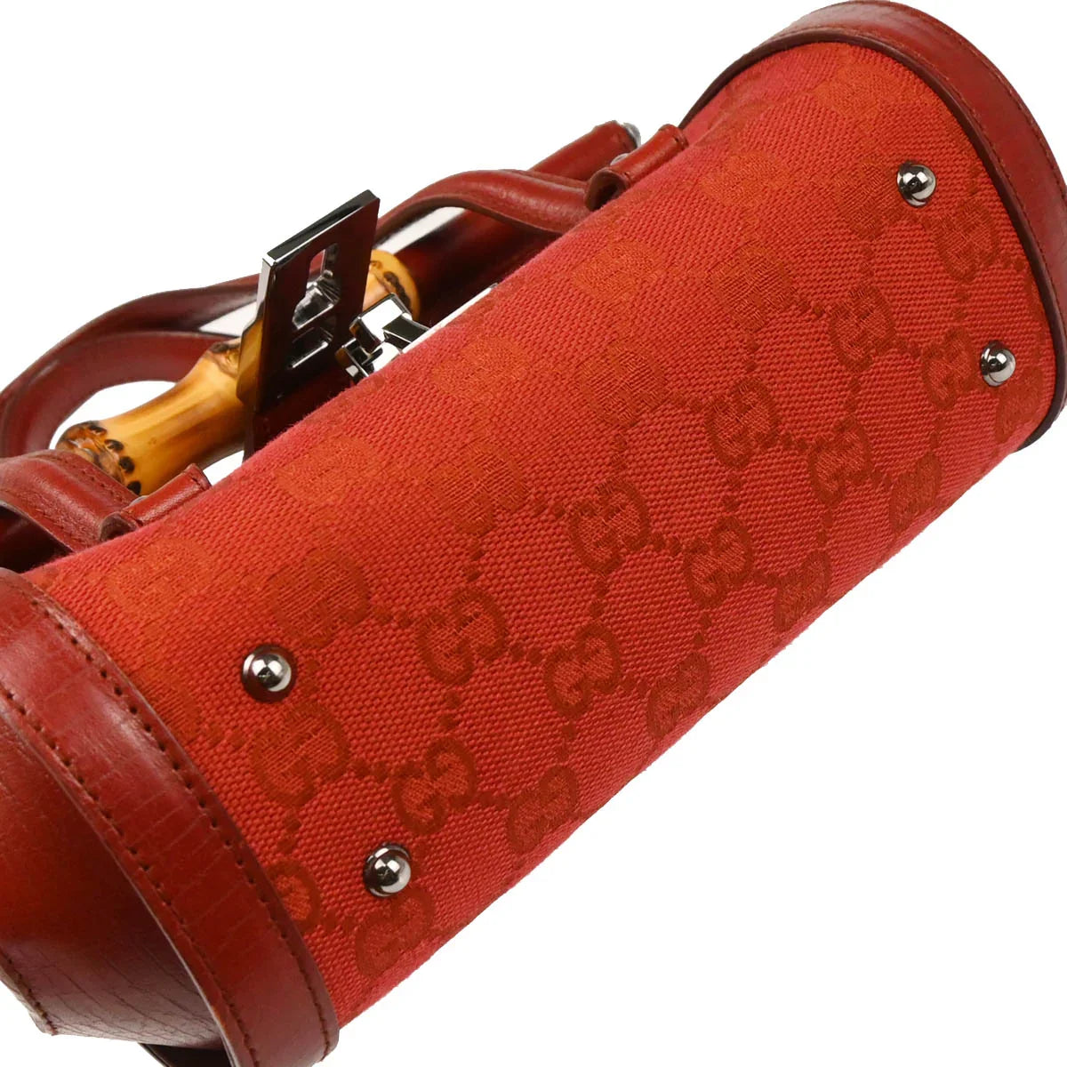 Gucci Red GG Bamboo Handbag