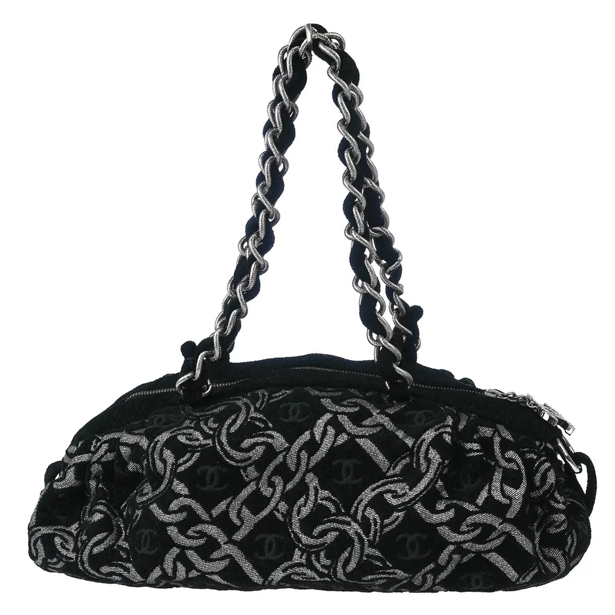 Chanel 2005-2006 Black Velvet Chain Handbag