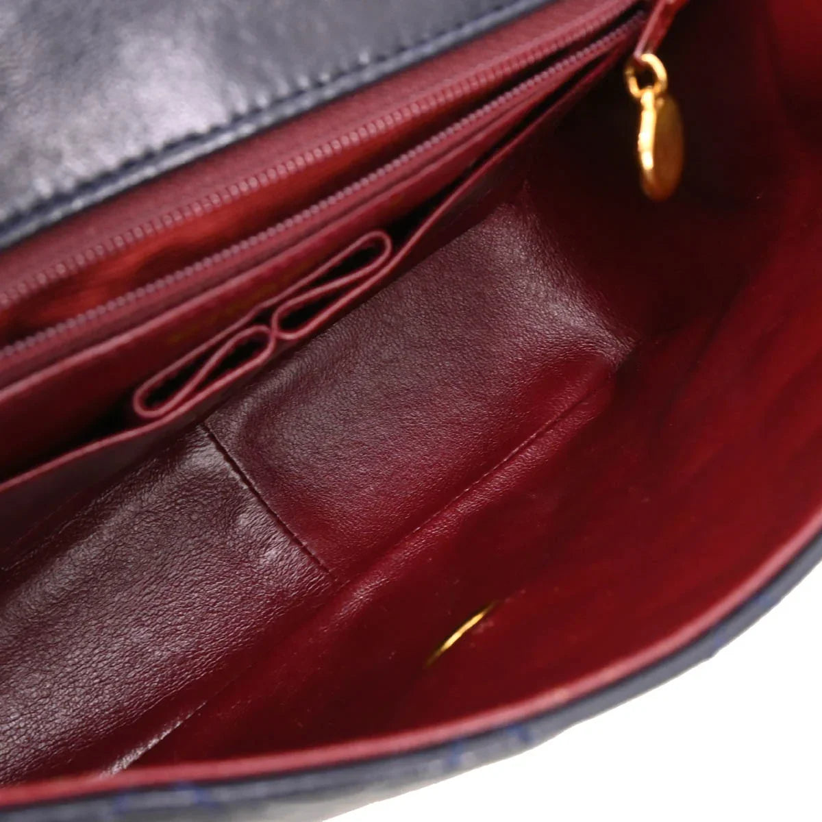 Chanel 1989-1991 Navy Lambskin Classic Square Flap Shoulder Bag