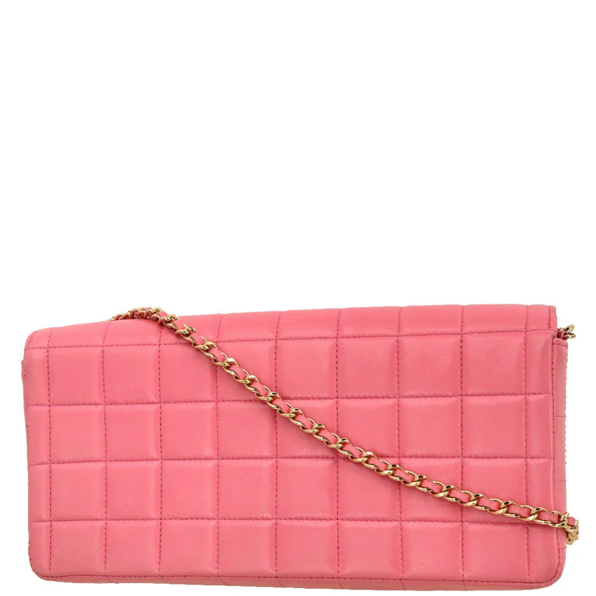 Chanel 2002-2003 Pink Lambskin East West Choco Bar Shoulder Bag